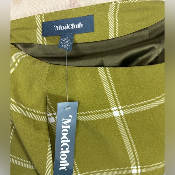 ModCloth Green Tartan Plaid 90s Y2K Wrap Skirt  8 Medium NWT - Picture 7 of 7